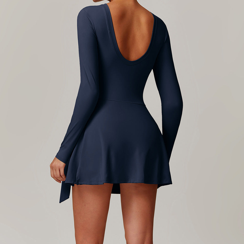 Damen Sport-Jumpsuit kurz, langärmlig – Yoga Fitness Einteiler, Workout Bodysuit für Training und Outdoor