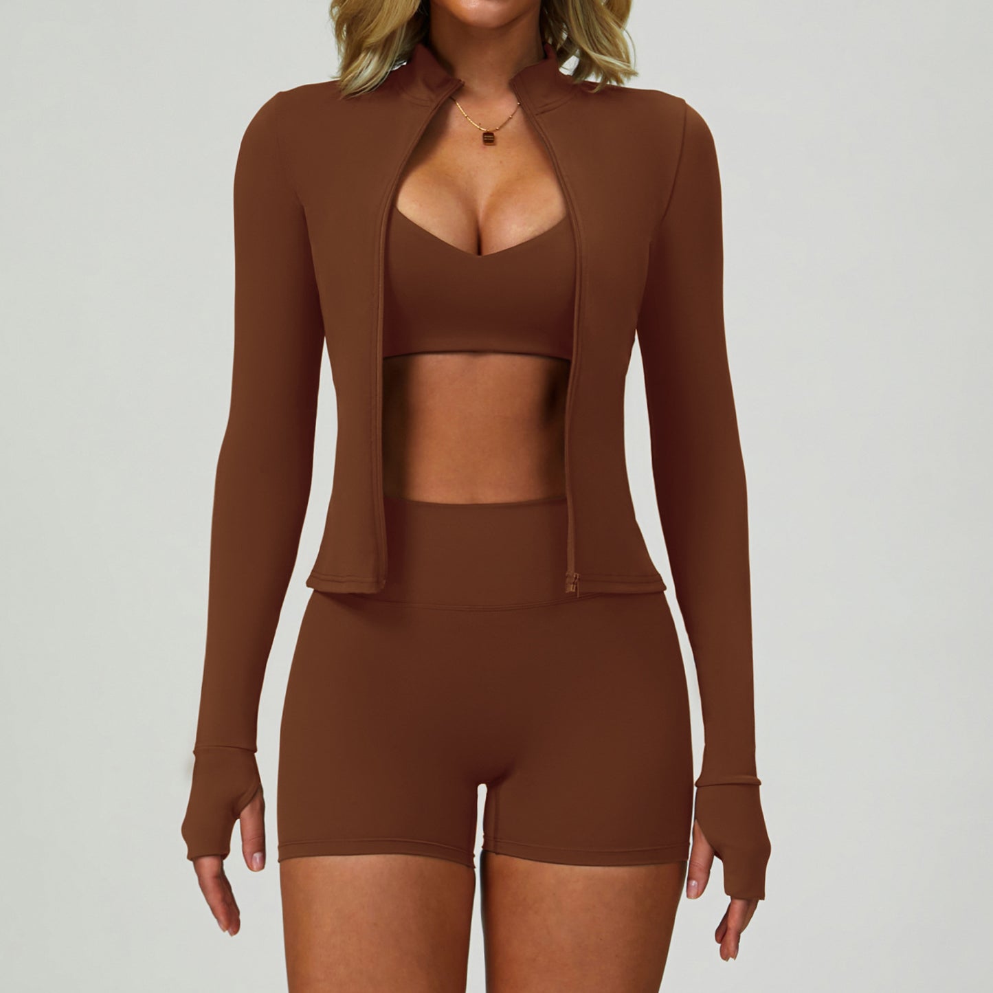 2–3-teiliges Damen Yoga-Set – Sport-BH, High-Waist Leggings & Shorts, Fitness-Outfit für Gym & Training, Push-up Sportbekleidung