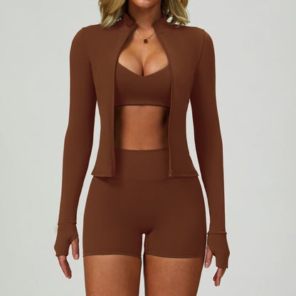 2–3-teiliges Damen Yoga-Set – Sport-BH, High-Waist Leggings & Shorts, Fitness-Outfit für Gym & Training, Push-up Sportbekleidung