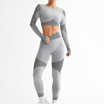 2-teiliges neues nahtloses Damen-Fitness-Set – Atmungsaktiver, figurbetonter Sport- und Yoga-Anzug für Laufen und Outdoor-Training