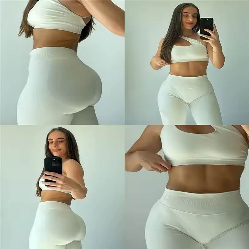 2-teiliges nahtloses Damen-Fitness- und Yoga-Set mit High-Waist-Leggings und Sport-BH – Activewear für Training, Laufen und Workout