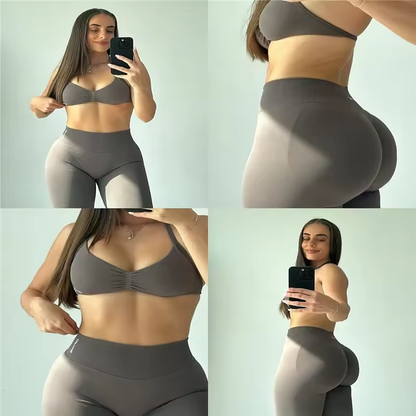 2-teiliges nahtloses Damen-Fitness- und Yoga-Set mit High-Waist-Leggings und Sport-BH – Activewear für Training, Laufen und Workout