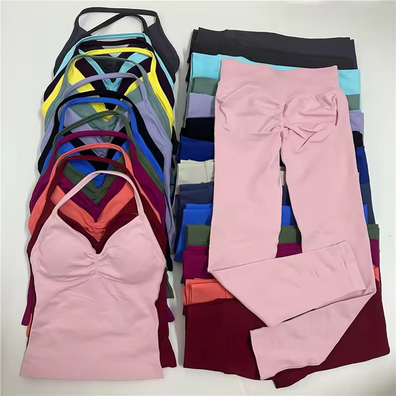 2-teiliges nahtloses Damen-Fitness- und Yoga-Set mit High-Waist-Leggings und Sport-BH – Activewear für Training, Laufen und Workout