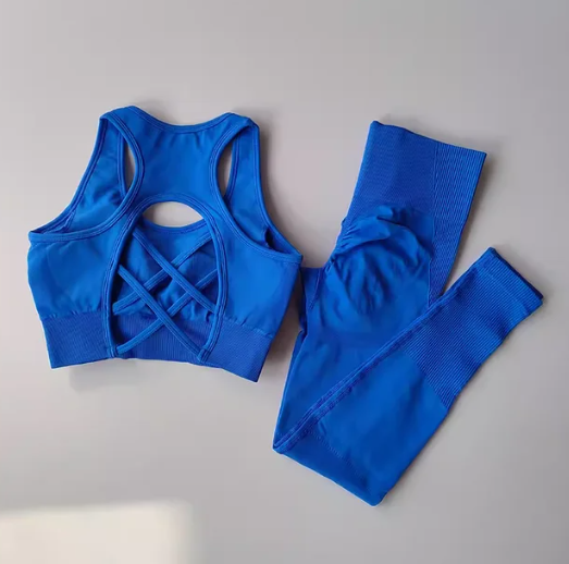 2-teiliges Professionelles Damen Fitness-Set – Stoßfester Sport-BH & Tank-Top, Leggings für Yoga & Laufen, Sportbekleidung mit elegantem Rücken-Design