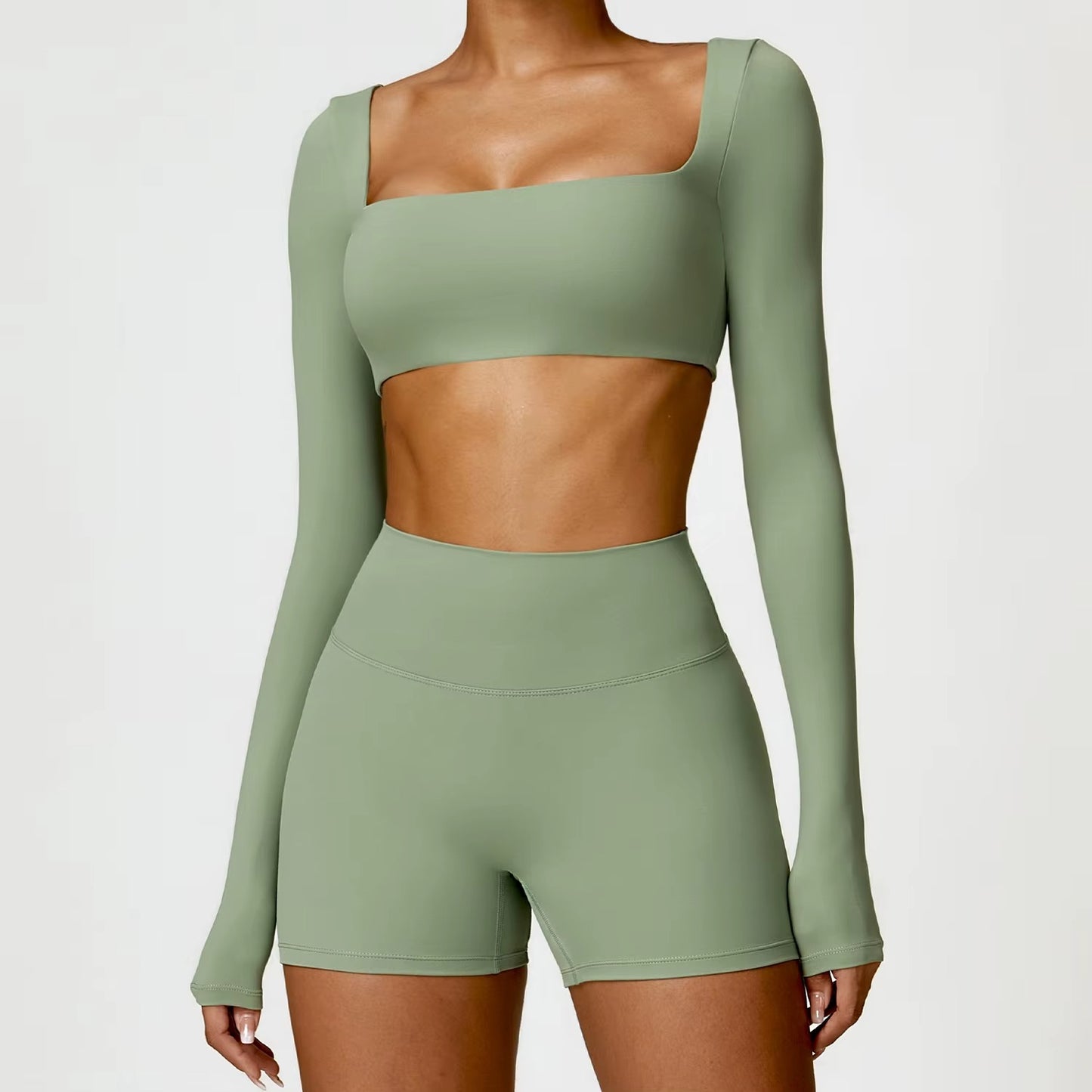 2-teiliges Damen-Yoga-Set – Schnell trocknender Sportanzug für Fitnessstudio, Training und Laufen mit langärmeligem Sportoberteil