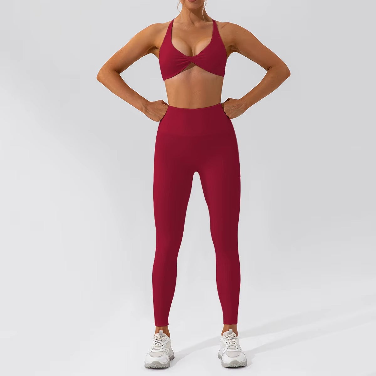 2-teiliges Damen-Yoga-Set – Schnell trocknender Sportanzug für Fitnessstudio, Training und Laufen mit langärmeligem Sportoberteil